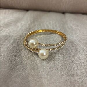 Elegant Gold and Silver Pearl Costume Style Bracelet